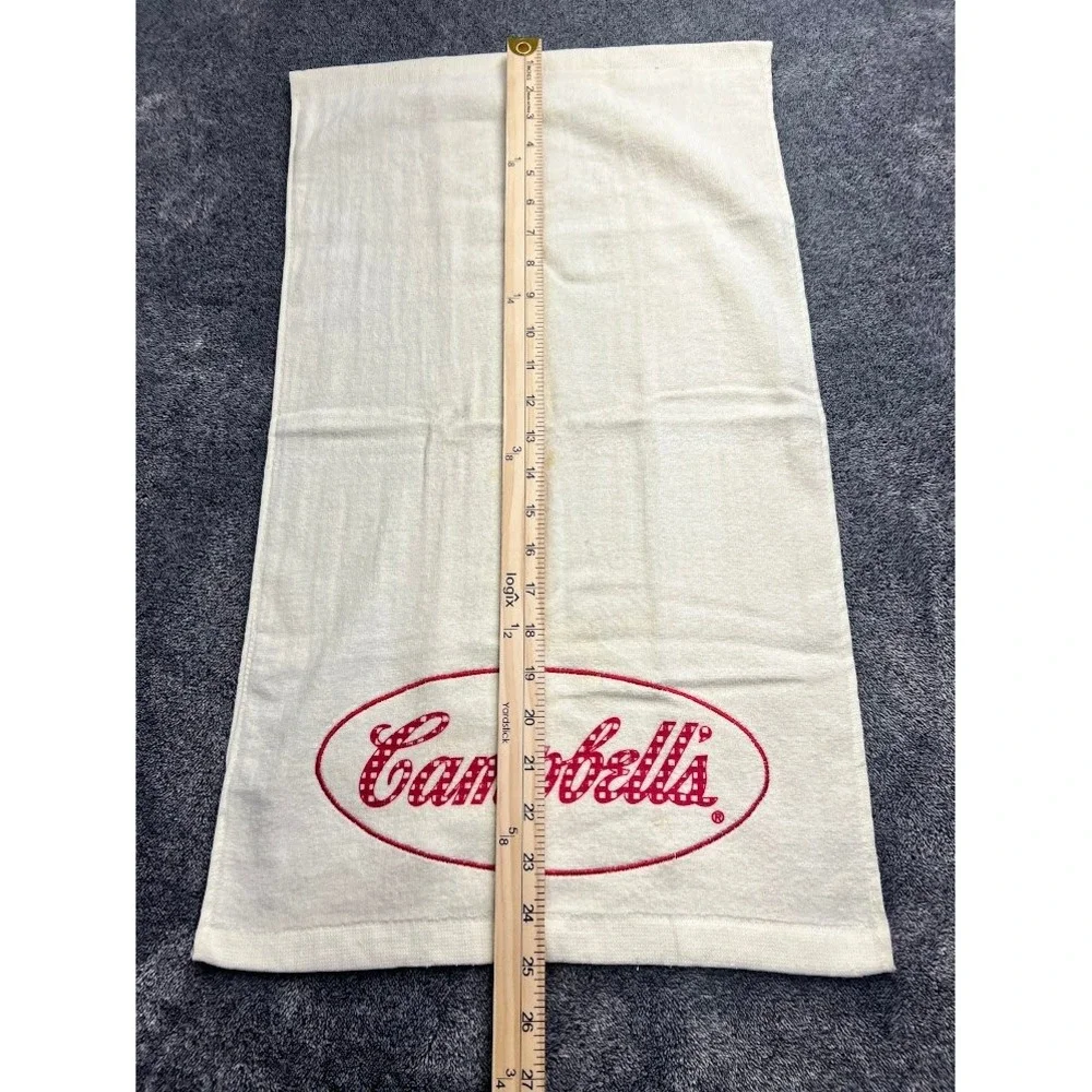 Vintage Campbells Soup Hand Towel White Red Gingham Logo Cotton Kitchen Decor